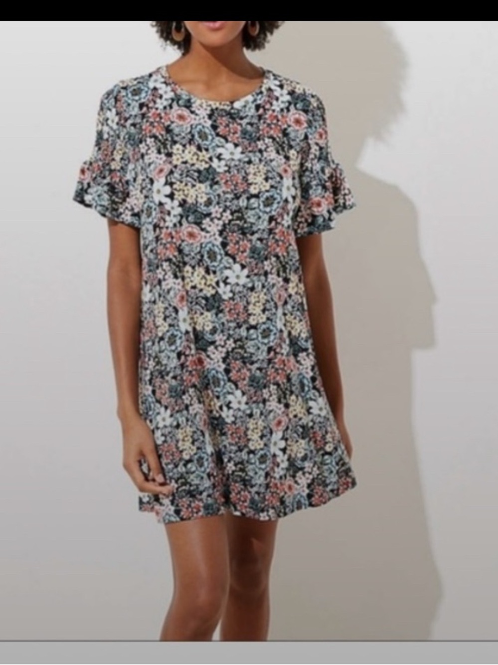 Loft Floral Short Sleeve Dress size Medium